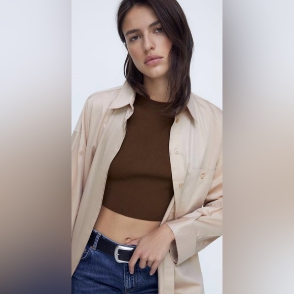 Women’s‎ ZARA Knit Chocolate Brown Sleeveless crop Top size small - Picture 3 of 10